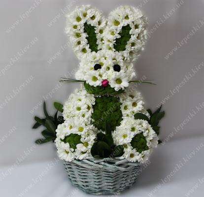 Toy made of flowers "Satisfied hare"