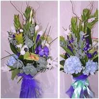Bouquet of irises and hydrangea "Orchid"