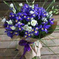 Bouquet of irises and eustoma "Ocean"