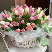 Basket of 53 tulips