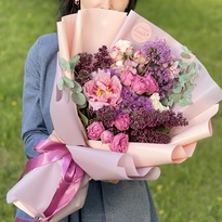 Bouquet with lilac and peony