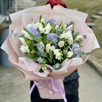 Bouquet with freesia, tulip and hyacinths