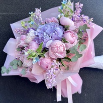 Bouquet with peonies and hydrangea
