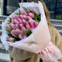 Bouquet of 45 pink tulips