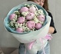 Bouquet with peonies and pearl mussel